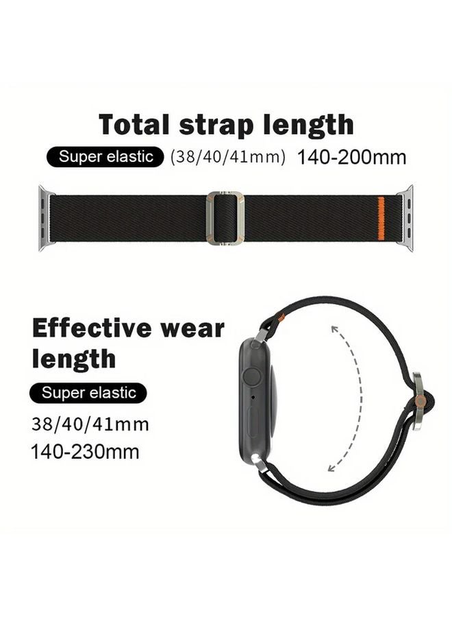 Orange Scrunchie Nylon Strap for Apple Watch Band 42mm 44mm 45mm 46mm 49mm - Image 3