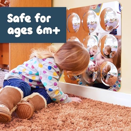 Spark & Wow Sensory Wall Toddler Mirror | Large | 9 Bubbles | for Ages 6m+ | Easy-to-Clean Acrylic | Stimulate Cognitive Development - Image 2