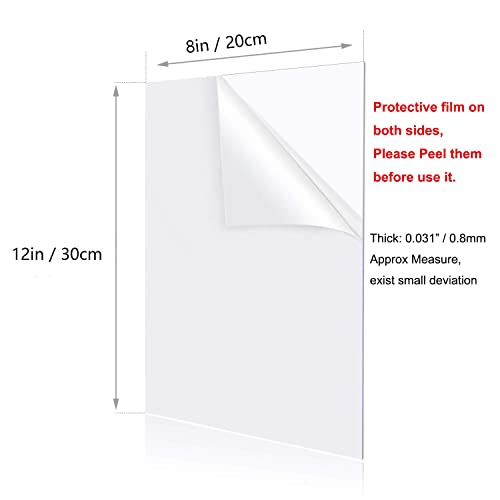 YSTIME 8" x 12" Clear Acrylic Sheet Plexiglass Plastic Sheet for Crafts Transparent Acrylic Board with Protective Paper for Craft, Windows, Frame, DIY Display Projects, Pack of 2 - Image 2