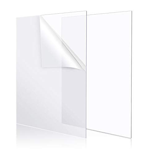 YSTIME 8" x 12" Clear Acrylic Sheet Plexiglass Plastic Sheet for Crafts Transparent Acrylic Board with Protective Paper for Craft, Windows, Frame, DIY Display Projects, Pack of 2 - Image 1