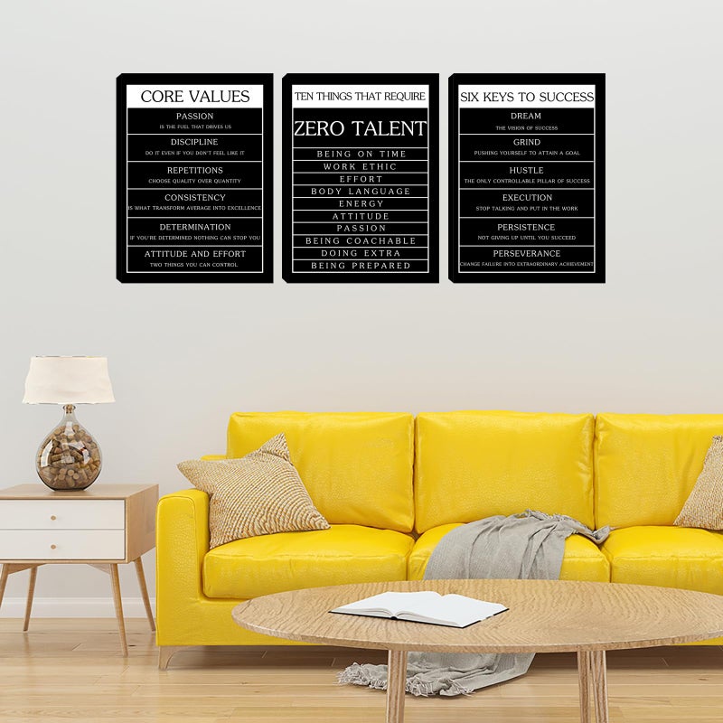 Kuiluuye Inspirational Motivational Wall Art Set - Canvas Wall Art Framed Paintings for Office, Living Room, Bedroom - (36''W x 16''H) - Image 3