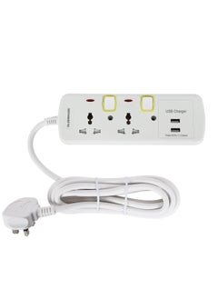 Olsenmark Olsenmark 2-Way Extension Socket with Individual Switches OMES1730D, 2 Way USB Ports with PP Fire Proof Housing and Copper Parts  - Image 1