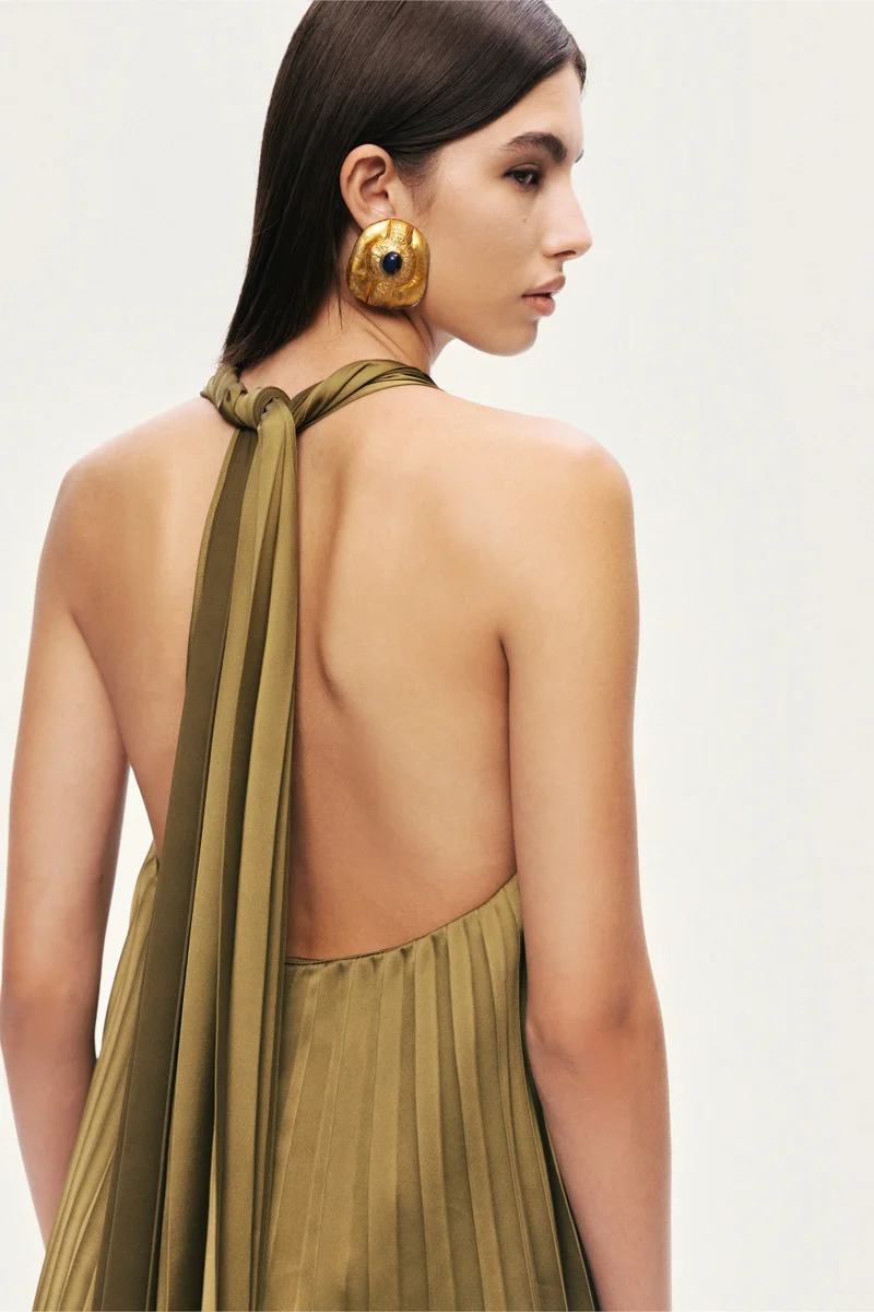 Nocturne  Pleated Halter Maxi Dress for Women | Best Price UAE