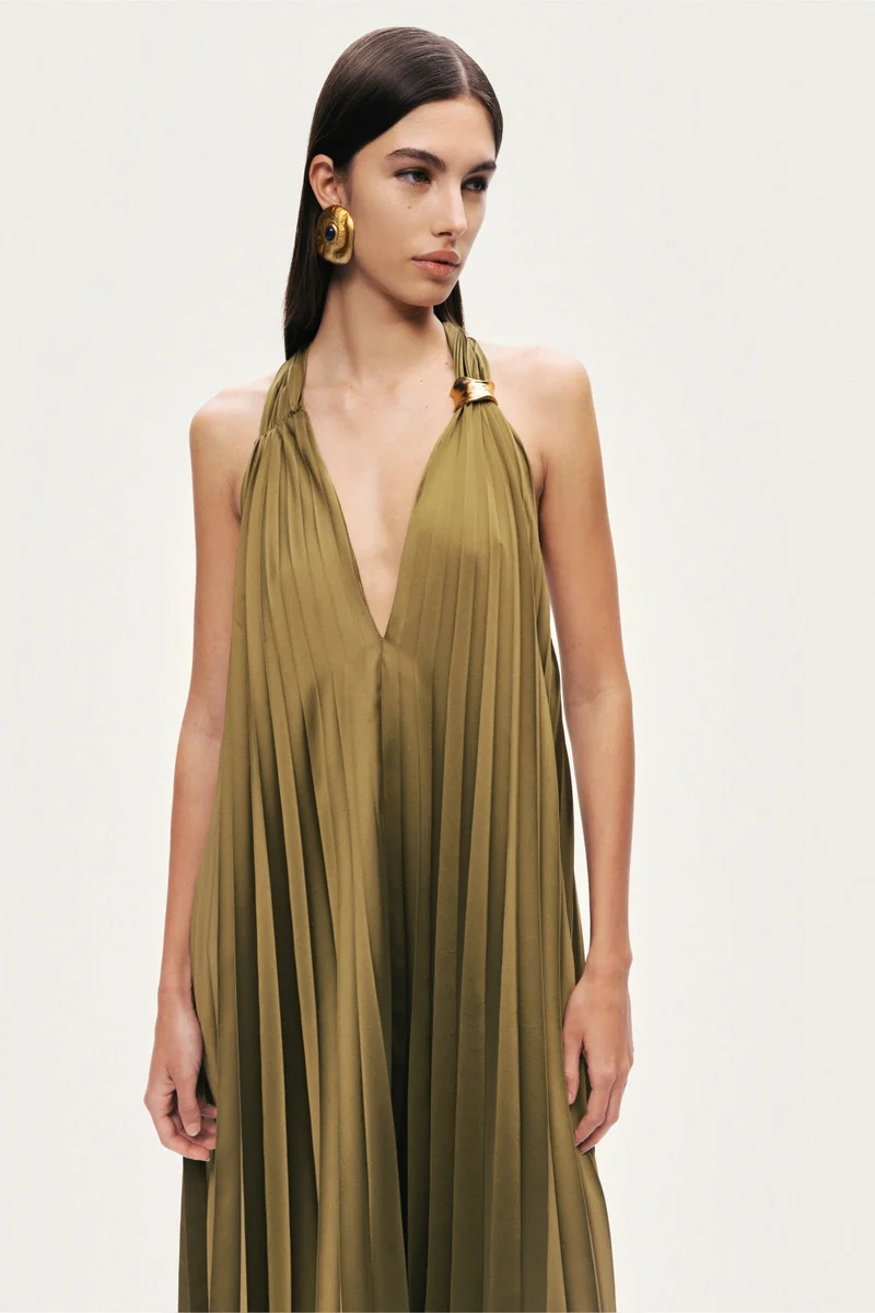 Nocturne  Pleated Halter Maxi Dress for Women | Best Price UAE