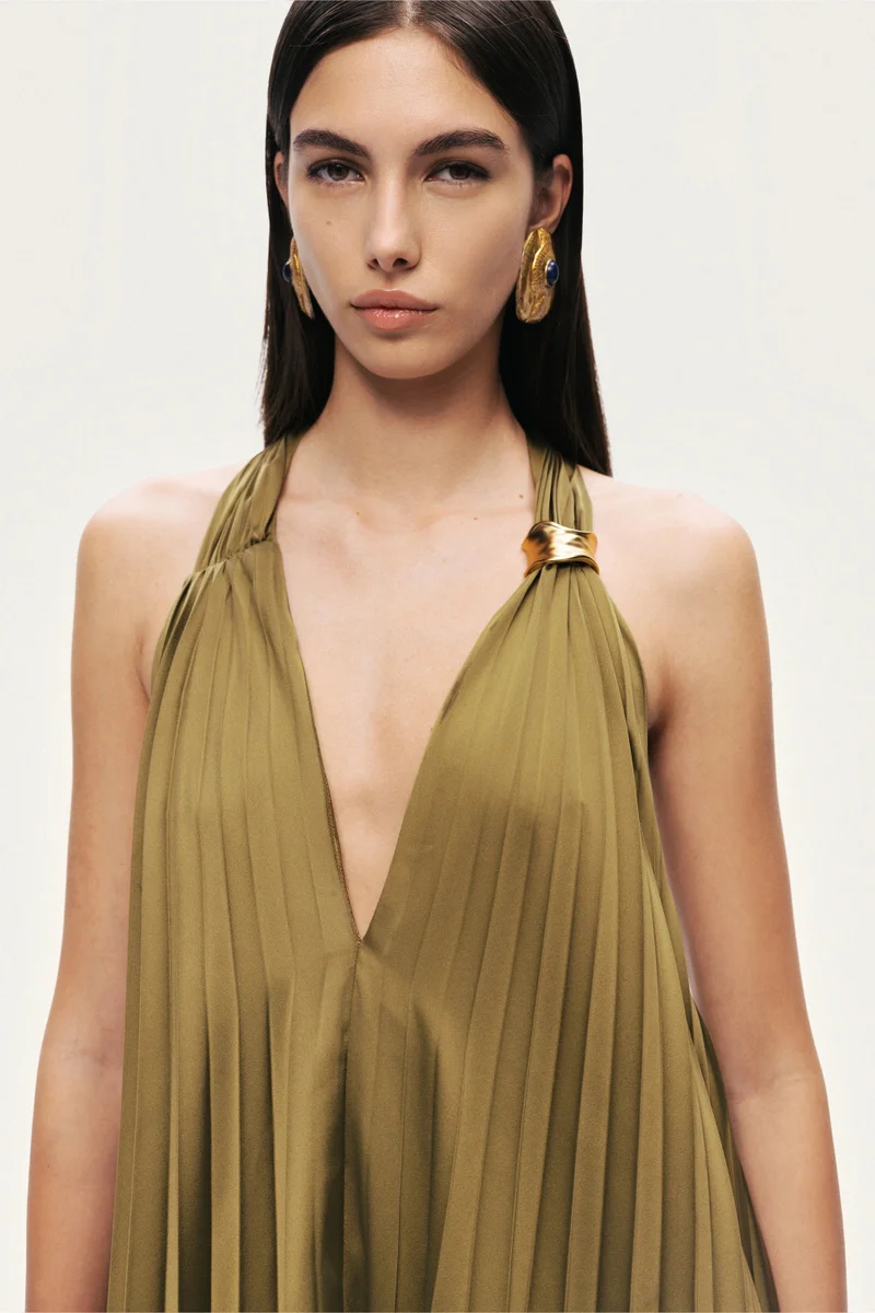 Nocturne  Pleated Halter Maxi Dress for Women | Best Price UAE