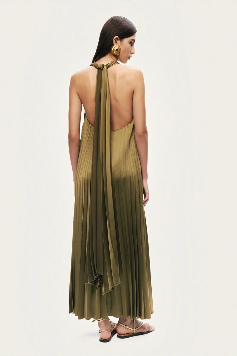 Nocturne  Pleated Halter Maxi Dress for Women | Best Price UAE