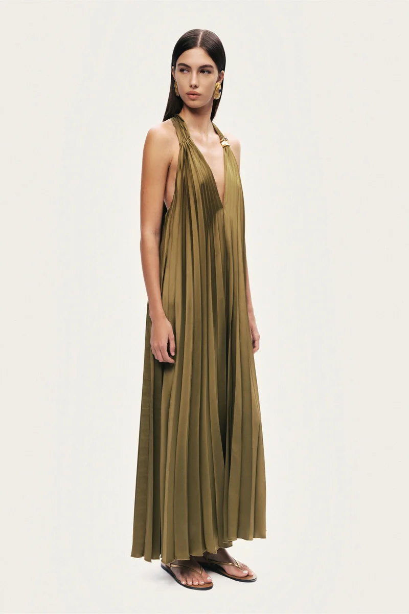 Nocturne  Pleated Halter Maxi Dress for Women | Best Price UAE