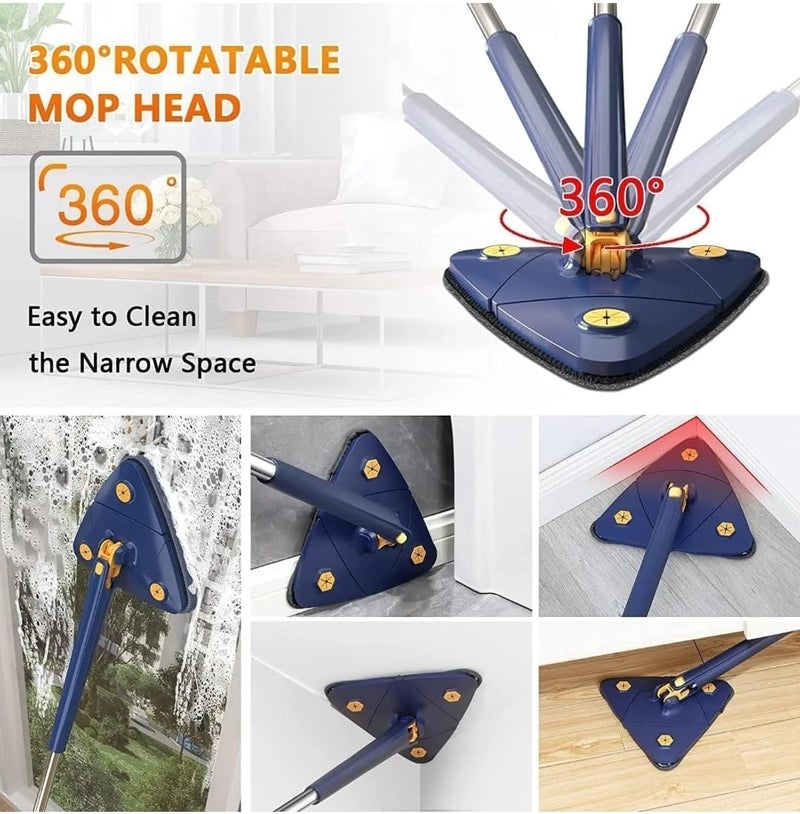 Wrishay 360 Rotatable Cleaning MopHeavy Quality Adjustable Triangle Floor Cleaner Mop with Stainless Steel Long Handle PushPull Squeezing Cleaning Mop Dry Wet Mop for Floor Cleaning Mop for Home - Image 3