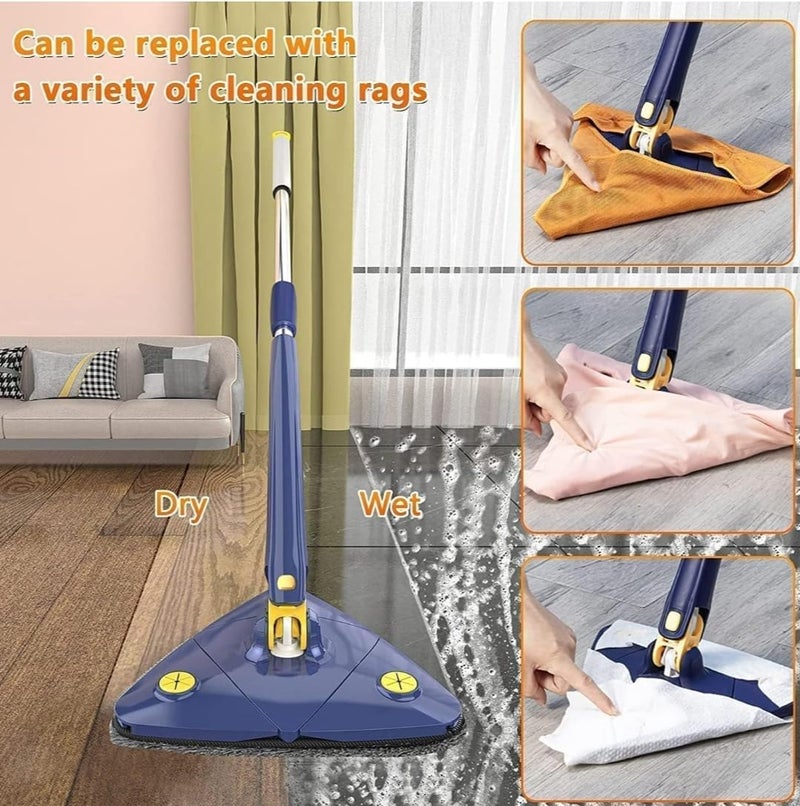 Wrishay 360 Rotatable Cleaning MopHeavy Quality Adjustable Triangle Floor Cleaner Mop with Stainless Steel Long Handle PushPull Squeezing Cleaning Mop Dry Wet Mop for Floor Cleaning Mop for Home - Image 4