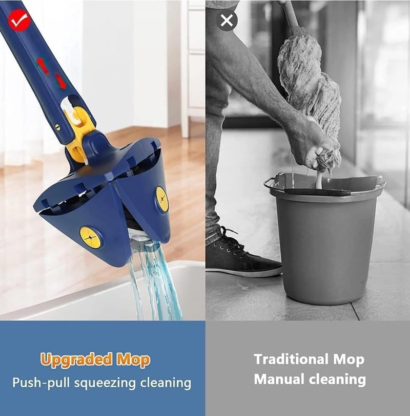 Wrishay 360 Rotatable Cleaning MopHeavy Quality Adjustable Triangle Floor Cleaner Mop with Stainless Steel Long Handle PushPull Squeezing Cleaning Mop Dry Wet Mop for Floor Cleaning Mop for Home - Image 5