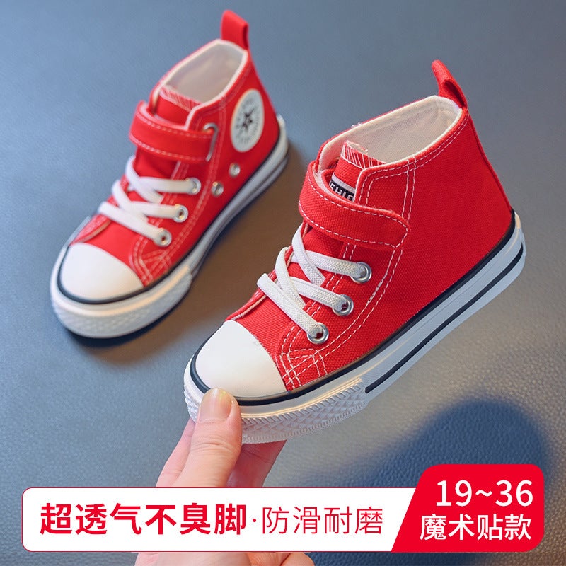 Children'S High-Top Canvas Shoes For Girls, 2025 Winter New Style, Korean Version, Soft-Soled Sneakers For Young, Middle, And Older Children, Trendy Baby Shoes - Image 1