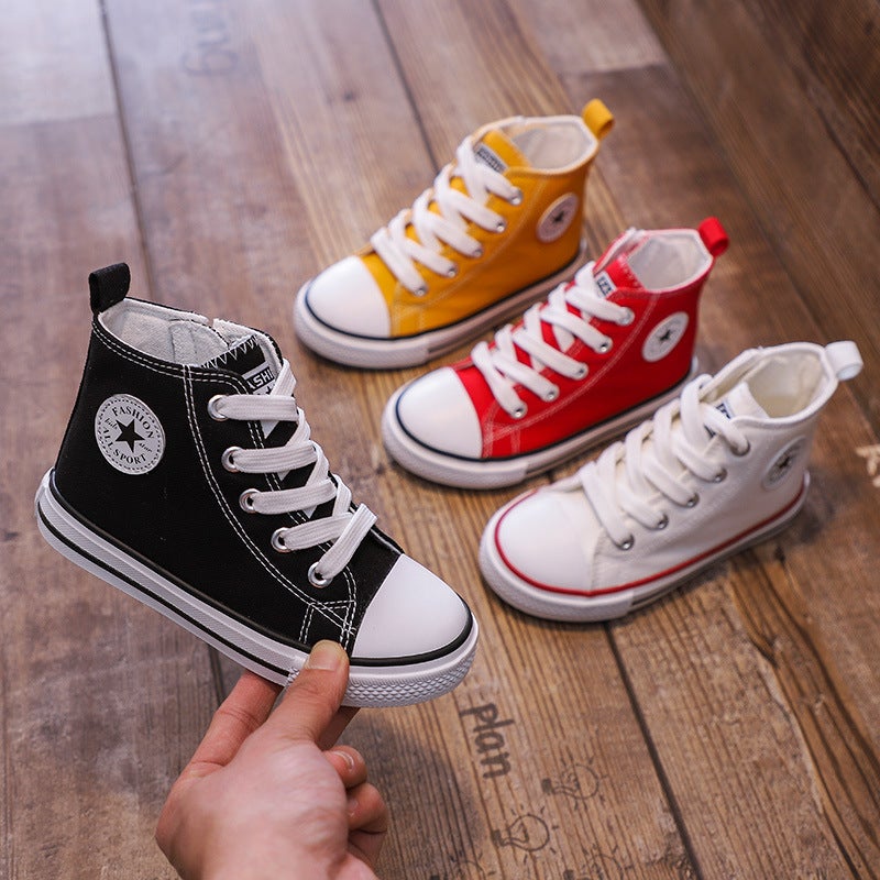 Children'S High-Top Canvas Shoes For Girls, 2025 Winter New Style, Korean Version, Soft-Soled Sneakers For Young, Middle, And Older Children, Trendy Baby Shoes - Image 5