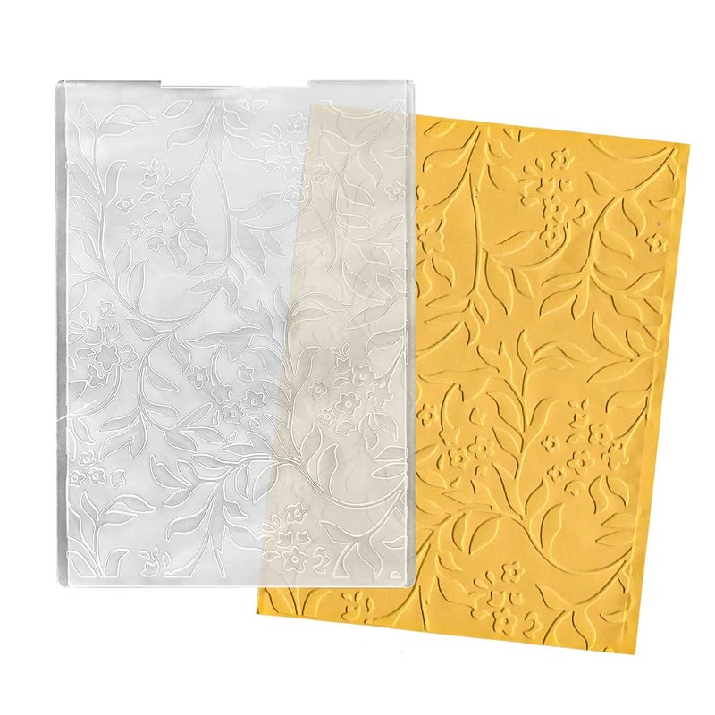 ALIBBON Flower Leaves Background Plastic Embossing Folders for Card Making, Vine Background Embossing Folders for DIY Scrapbooking, Lace Leaves Template Folders for Paper Craft Photo Album Decorations - Image 1