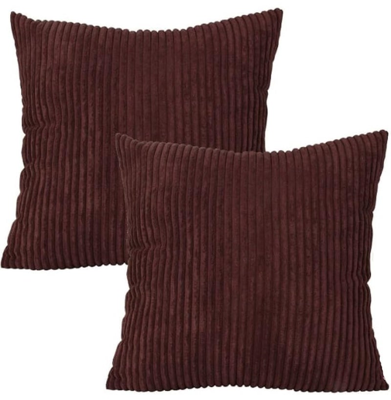Guffaw Corduroy Cushion Covers 24x24 inches for Sofa, Bed, Couch Chair, Large Size, Square Pillow Shams (2, Dark Brown) - Image 5