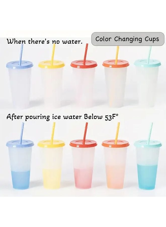 5pcs 24Oz Color Changing Cups With Lids And Straws Reusable For Cold Beverages Family Gatherings - Image 4