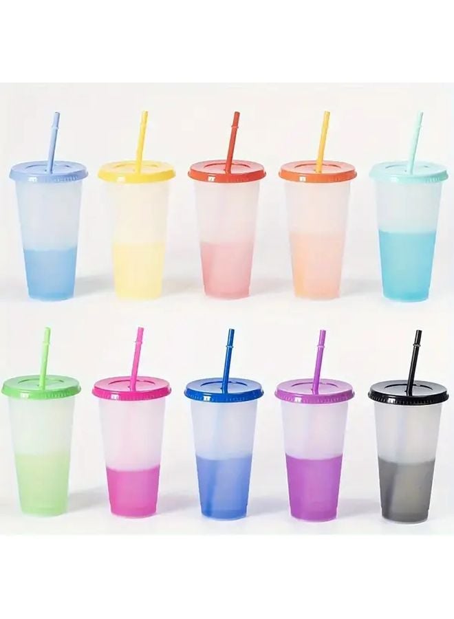 5pcs 24Oz Color Changing Cups With Lids And Straws Reusable For Cold Beverages Family Gatherings - Image 5