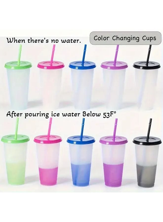 5pcs 24Oz Color Changing Cups With Lids And Straws Reusable For Cold Beverages Family Gatherings - Image 2