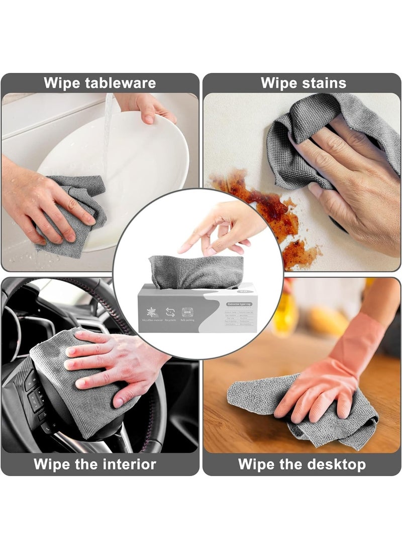 مناشف مايكروفايبر تنظيف 20 قطعة من المايكروفايبر، مناشف اطباق قابلة لاعادة الاستخدام مع صندوق موزع، مناديل مبللة للسيارة، مناشف تنظيف ( متعددة الاستخدام والألوان ) - Image 2