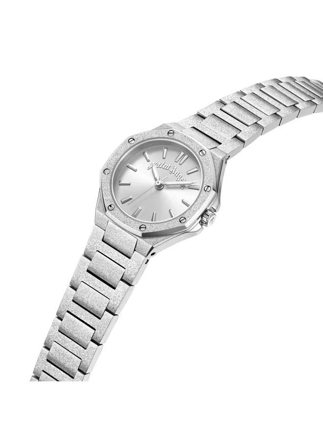 Palm Angels Aura Silver-White Dial Silver Stainless Steel Bracelet Analog Watch for Women, 28mm