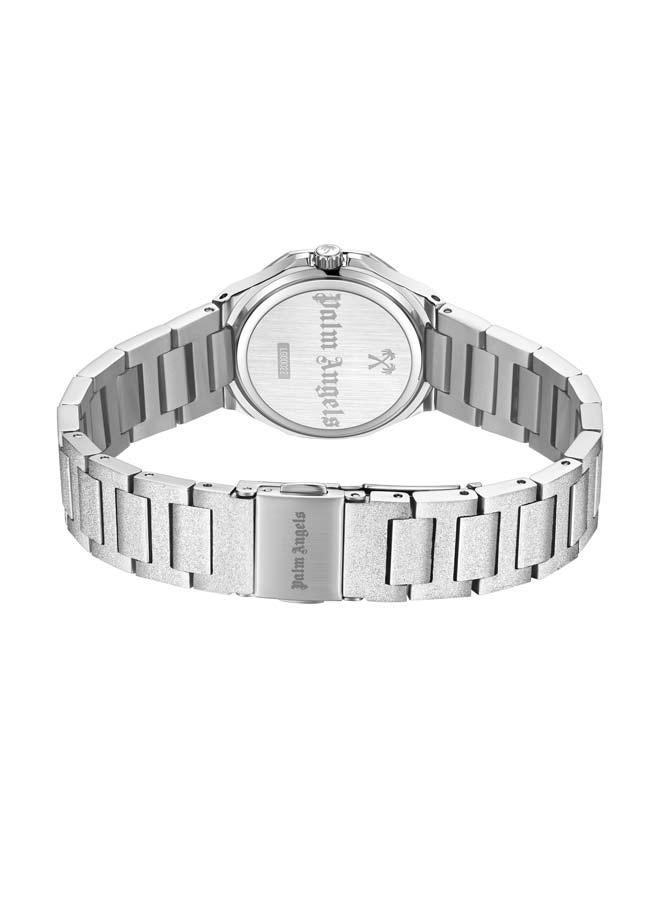 Palm Angels Aura Silver-White Dial Silver Stainless Steel Bracelet Analog Watch for Women, 28mm - Image 3