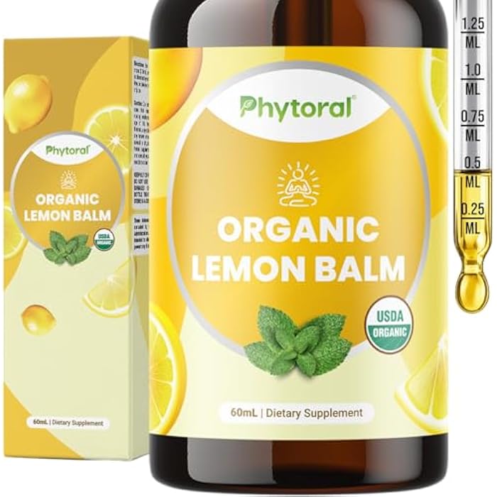 Phytoral Organic Lemon Balm Leaf Liquid Extract for Immune Support - Lemon Balm Tincture for Mood & Relaxation Support - Organic Tincture Leaf Drops for Adults & Kids Dietary Supplement - 2 Fl Oz - Image 1