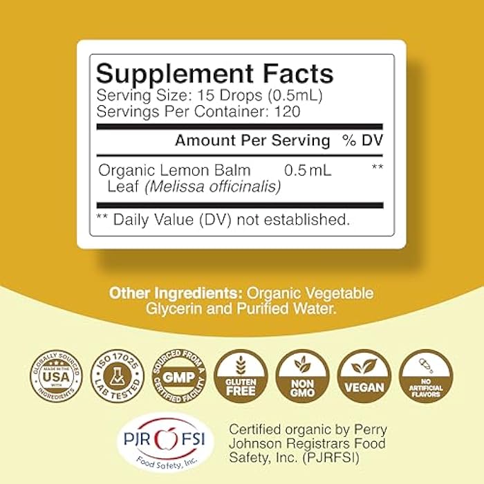 Phytoral Organic Lemon Balm Leaf Liquid Extract for Immune Support - Lemon Balm Tincture for Mood & Relaxation Support - Organic Tincture Leaf Drops for Adults & Kids Dietary Supplement - 2 Fl Oz - Image 3