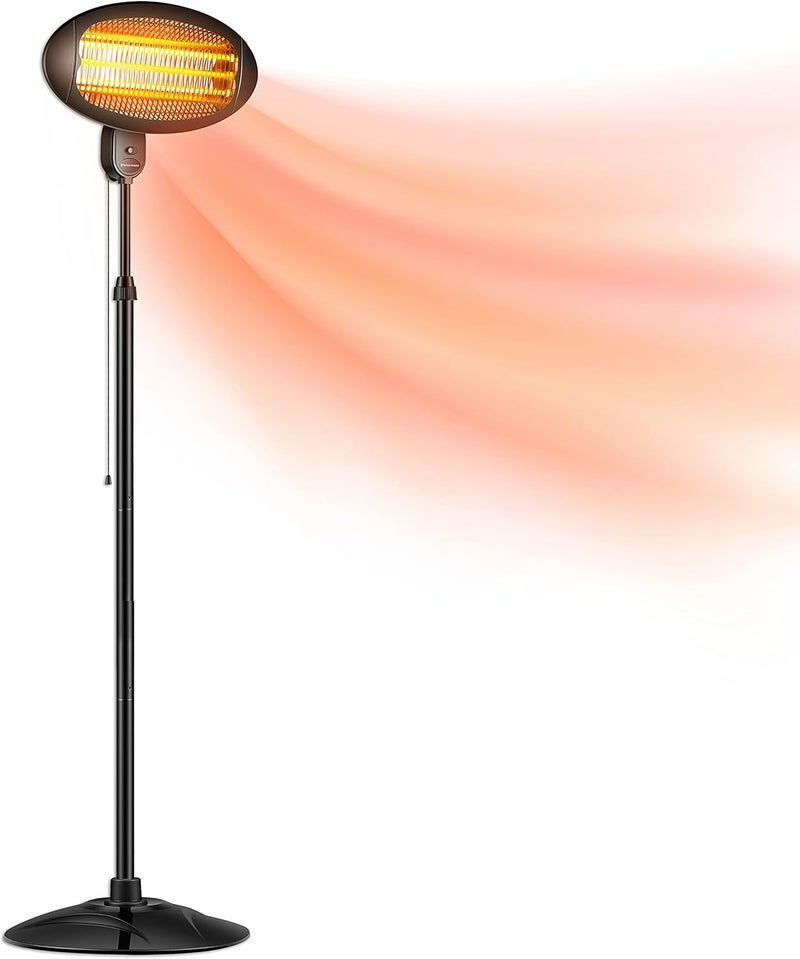 DONYER POWER Electric Quartz Patio Heater Garden Heater Waterproof Outdoor Free Standing 2000W - Image 1