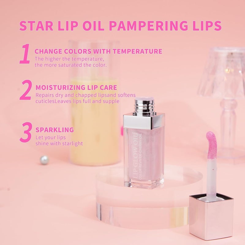 Plumping Lip Oil, Shimmery Glosses with Soft Brush for Women, for Teens, Long Lasting Moisturizing Lip Glow Oil Nourishing Non-sticky (06#, Medium) - Image 4