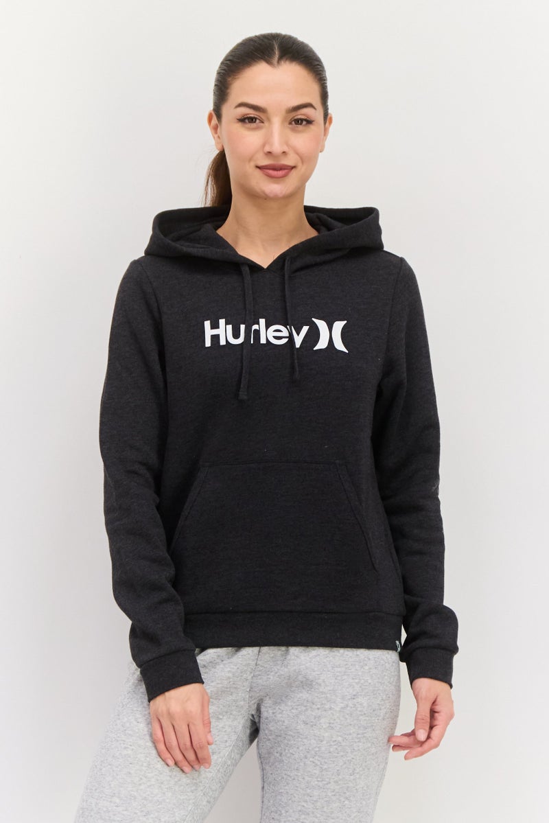 Hurley Women Hooded Long Sleeve Brand Logo Sweatshirt, Dark Grey - Image 1