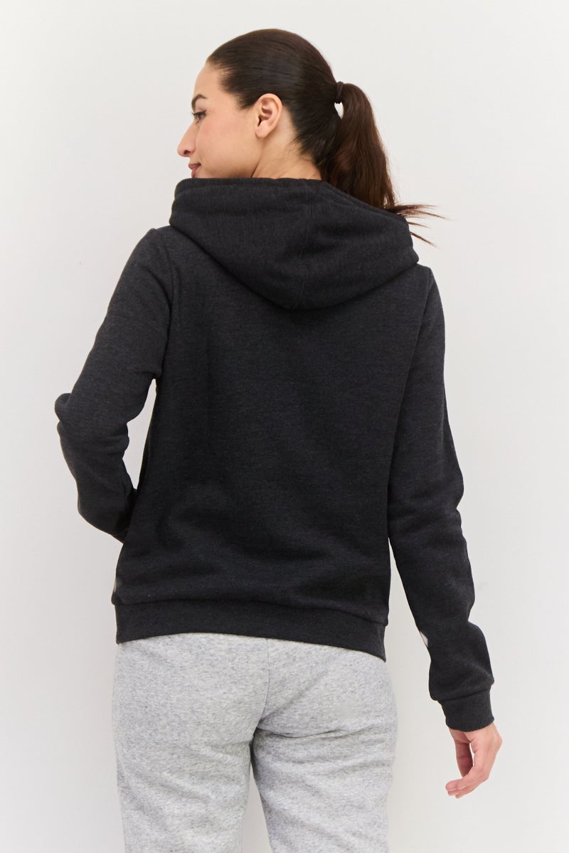 Hurley Women Hooded Long Sleeve Brand Logo Sweatshirt, Dark Grey - Image 3