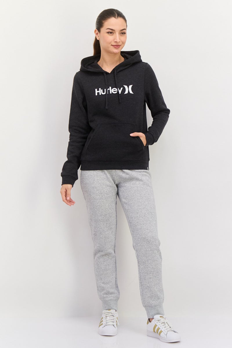 Hurley Women Hooded Long Sleeve Brand Logo Sweatshirt, Dark Grey - Image 4