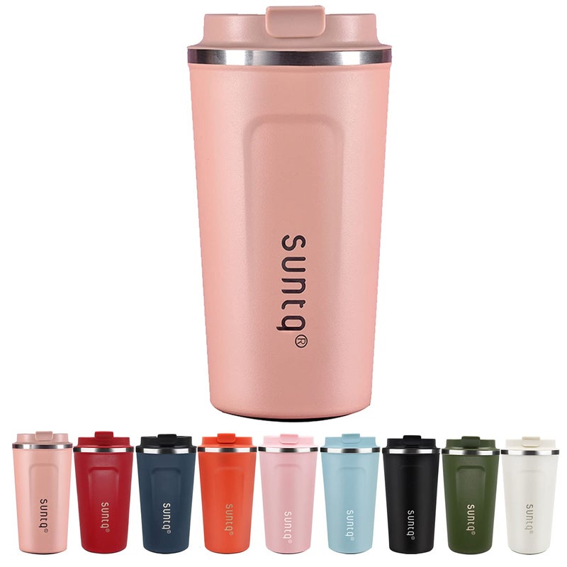 SUNTQ Reusable Coffee Cups Travel  Coffee Travel Mug with Leakproof Lid Stainless Steel Coffee Travel Cup Light Pink 18oz510ml
