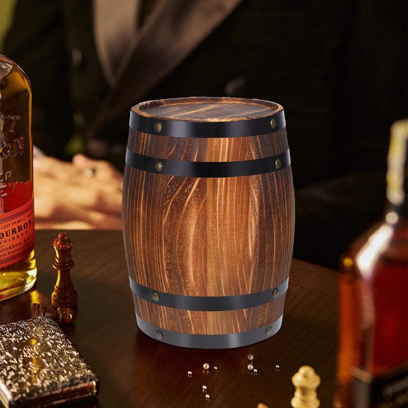 Yardwe Wooden Whiskey Barrels Bucket Wine Barrels Planters Flower Planter Plant Pots Boxes Container Water Wishing Well Pail Garden Backyard Primitive Planter Outdoor Indoor Home Decor - Image 3
