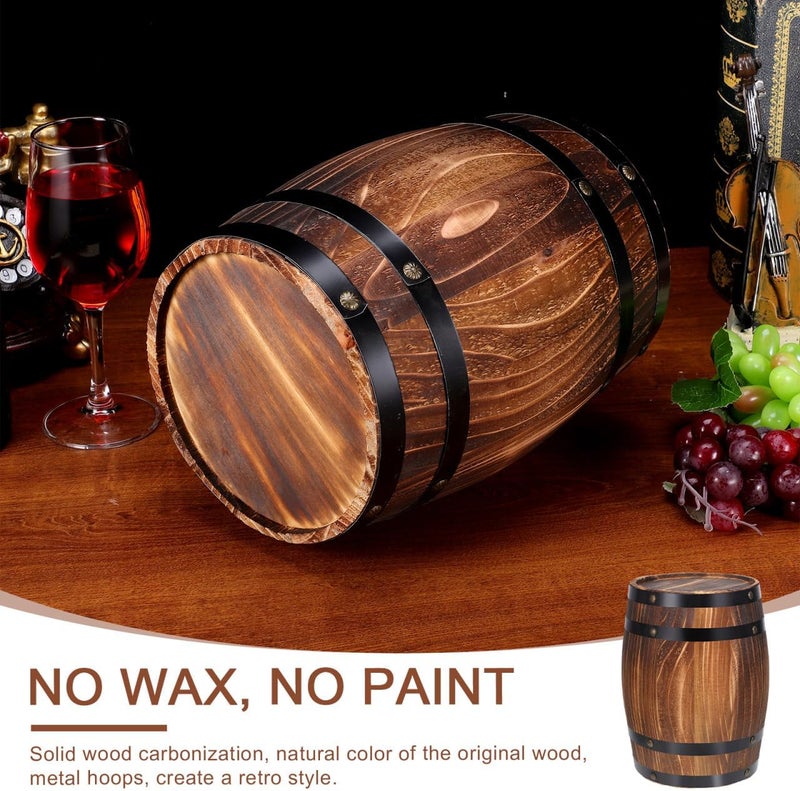 Yardwe Wooden Whiskey Barrels Bucket Wine Barrels Planters Flower Planter Plant Pots Boxes Container Water Wishing Well Pail Garden Backyard Primitive Planter Outdoor Indoor Home Decor - Image 5