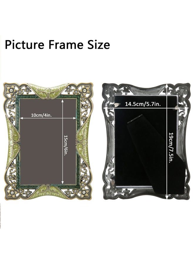 Goutangen 4x6 Vintage Brass Picture Frame Decor Ornate Antique Enamel Photo Frames with Glass Front, Art Decor Tabletop Display, Gifts Ideas for Women, Horizontally & Vertically - Image 3