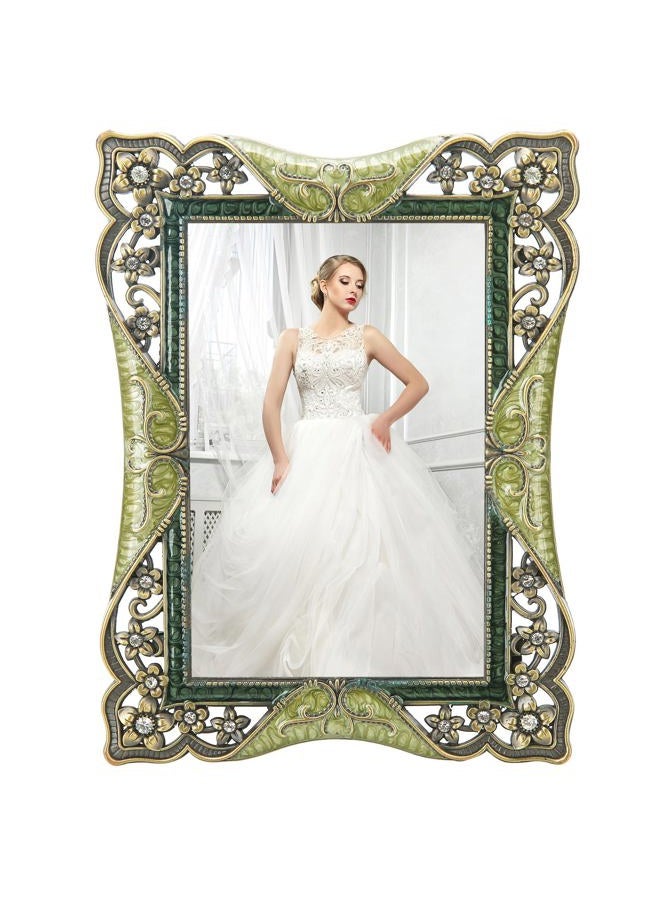 Goutangen 4x6 Vintage Brass Picture Frame Decor Ornate Antique Enamel Photo Frames with Glass Front, Art Decor Tabletop Display, Gifts Ideas for Women, Horizontally & Vertically - Image 1
