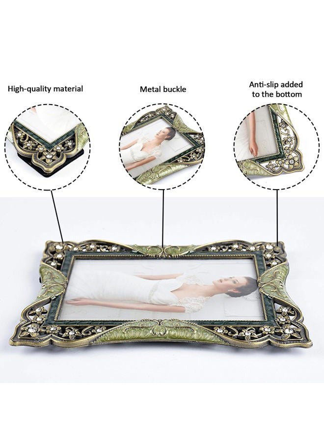Goutangen 4x6 Vintage Brass Picture Frame Decor Ornate Antique Enamel Photo Frames with Glass Front, Art Decor Tabletop Display, Gifts Ideas for Women, Horizontally & Vertically - Image 4