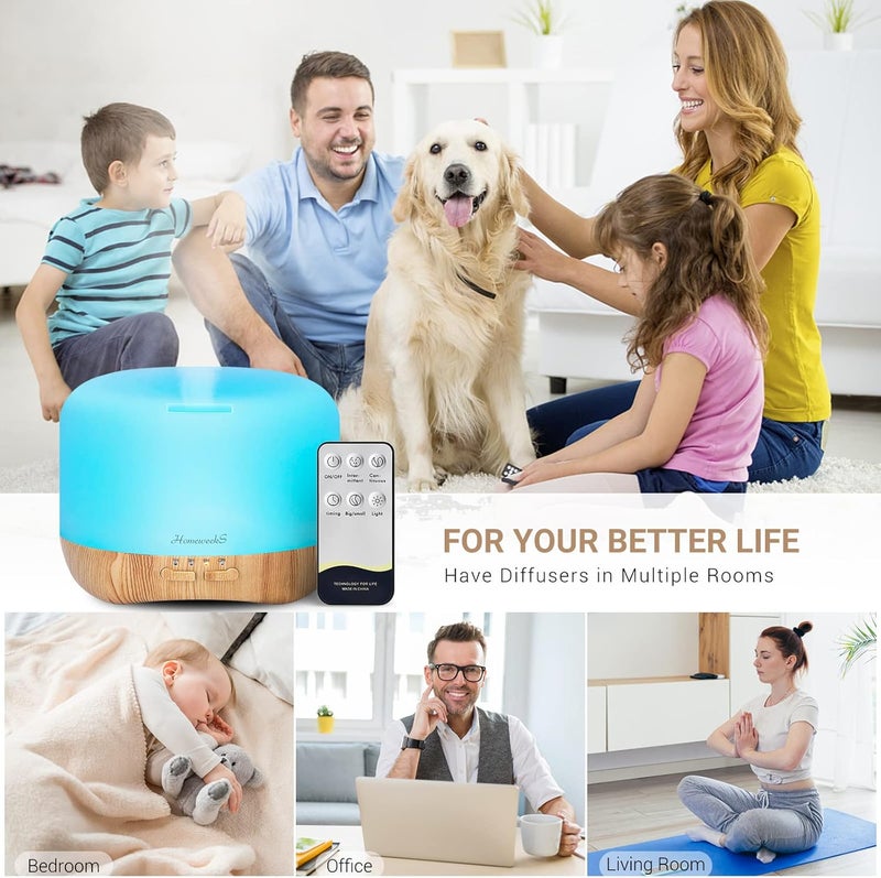 Homeweeks 300ml Essential Oil Diffuser with Remote Control - Image 2