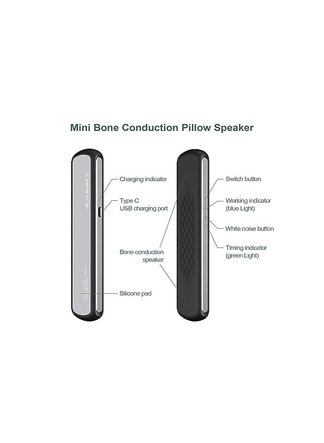 Excefore Pillow Speaker Bone Conduction Stereo Mini Portable Bluetooth Sleep Stereo Portable Pillow Speaker Insomnia White Noise Machine For Deep Sleeping Side Sleepers Black - Image 3