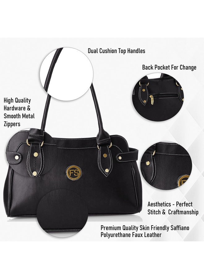 Fostelo Fostelo Women's Vegan Leather Jessy Stylish Handbags Shoulder Hobo Bag Ladies Purse (Black) (Large)  - Image 2