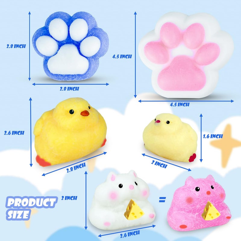 JANESVISSY Squishy Pack Squishy Fidget Toys Kit Include Squishies(1 Big Cat Paws & Chick 1 Norma Chick & Cat Paws.2 Hamster) Squeeze Toy Birthday Gift for Girls  Boys  Kids - Image 2