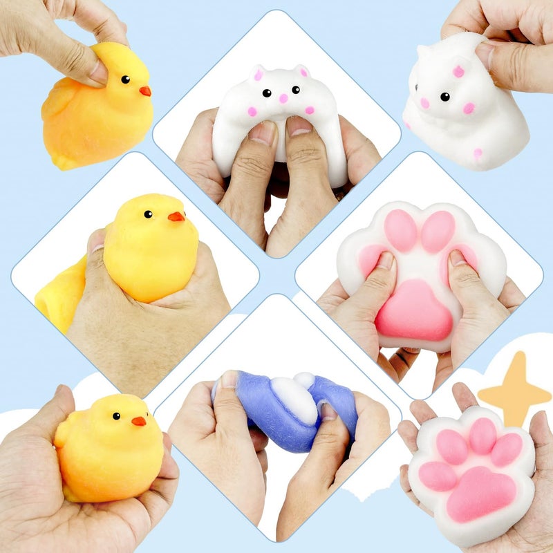 JANESVISSY Squishy Pack Squishy Fidget Toys Kit Include Squishies(1 Big Cat Paws & Chick 1 Norma Chick & Cat Paws.2 Hamster) Squeeze Toy Birthday Gift for Girls  Boys  Kids - Image 3