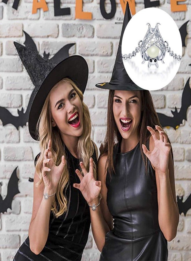 Apotie Cute Bat Bracelet Sterling Silver Glowing in The Dark Animal Bracelet Little Witchy Vampire Halloween Jewelry Gift for Women (White) - Image 3
