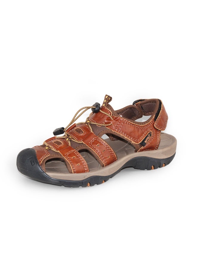 BOTELI Men's Genuine Leather Closed Toe Hiking 
Sandals Quick Adjustable Drawstring Strap Non-Slip Cushioned Thick Sole Outdoor Trekking Water Beach Shoes - Image 2