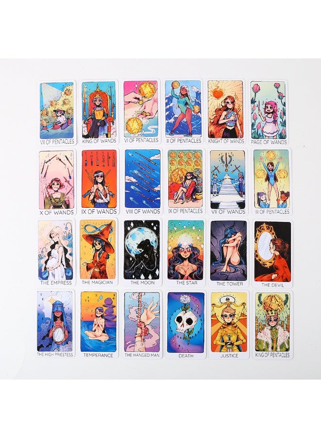 NIBEMINENT Britt's "Third Eye" deck (Tarot cards) is packed in a metal box, measuring 10 cm x 6 cm. The game board is golden in color, with white metal edges. There are 78 cards in total, accompanied by a paper user manual. - Image 3