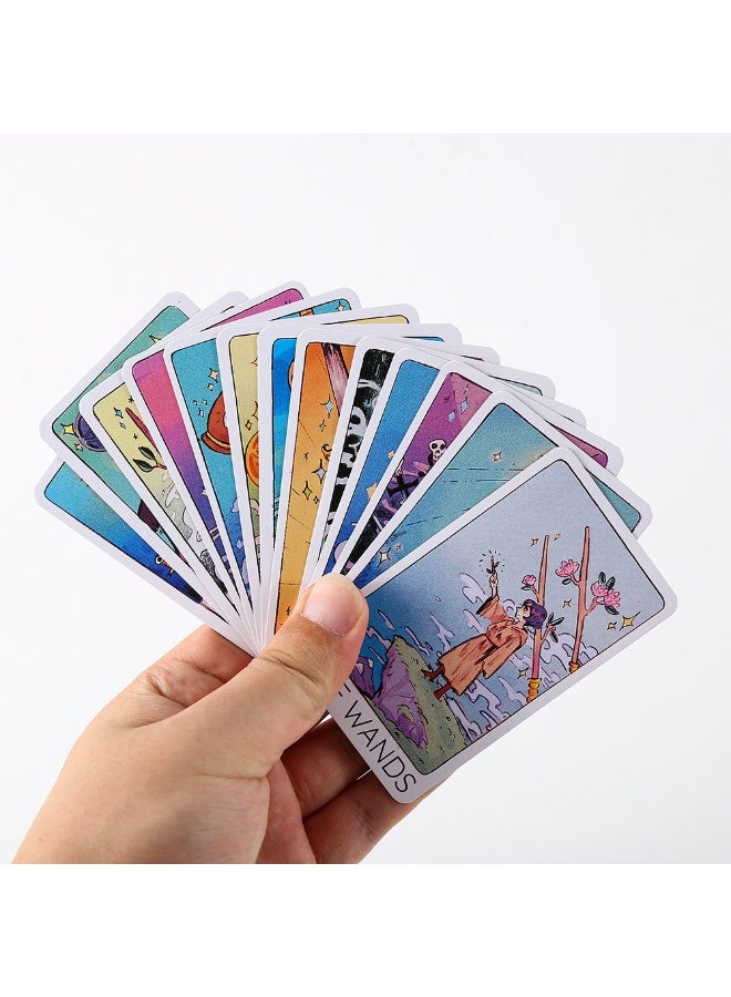 NIBEMINENT Britt's "Third Eye" deck (Tarot cards) is packed in a metal box, measuring 10 cm x 6 cm. The game board is golden in color, with white metal edges. There are 78 cards in total, accompanied by a paper user manual. - Image 5