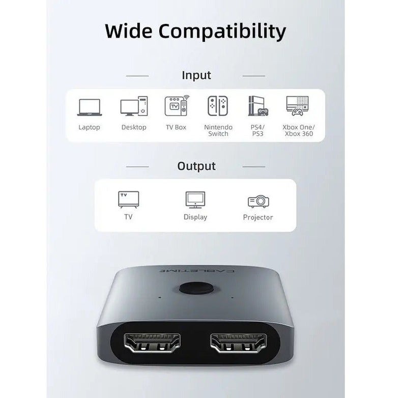 CABLETIME 4K 60HZ HDMI 2.0 SWITCH 2 OUT - Image 2