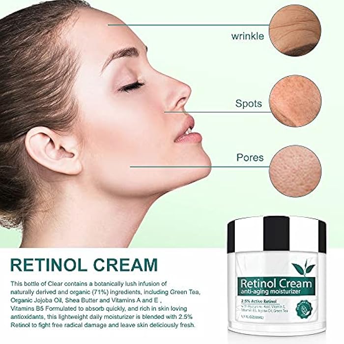 IFUDOIT Retinol Cream for Face, Face Moisturizer with 2.5% Retinol, Hyaluronic Acid, Day and Night Anti-Aging Moisturizing Cream for Women and Men, for All Skin Types - Image 3