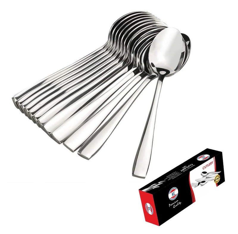 KC Stainless Steel Spoon Set, 12 Pieces, Indian Kitchen Utensils (12 Spoons Set) - Image 1