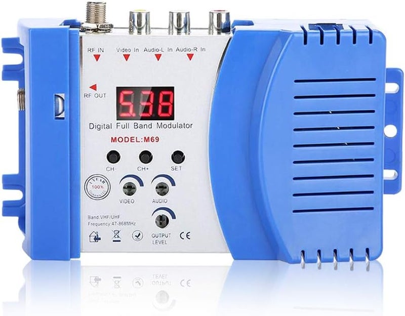 cheekyglo Digital RF Modulator Audio Video AV inputs into RF & TV Output Signals AV RF AV TV Converter, VHF UHF Signal Amplifier for Satellite Receivers, Video Cameras, Game Consoles, CCD Cameras US Plug - Image 1